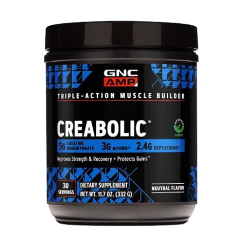 GNC AMP Creabolic Creatine Monohydrate Powder, Unflavored, 30 Servings