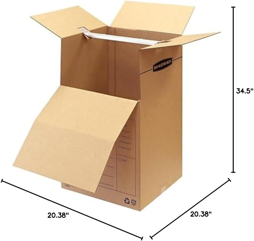 ‎Bankers Box Short Wardrobe Box 3 Pack, 20-in x 20-in x 34-in (7710902)
