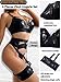 Kaei&Shi Garter Belt Thong Lingerie for Women,Strappy Hollow Out Sexy Lingerie,Underwire Mesh Sheer Matching 4 Piece Lingerie Set Plus Size Boudoir Black Leather 2X-Large