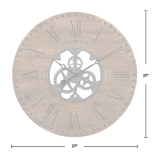Firstime & Co.® Brown Shiplap Gears Farmhouse Wall Clock, American Designed, Brown, 27 X 2 X 27 Inches #TOP3