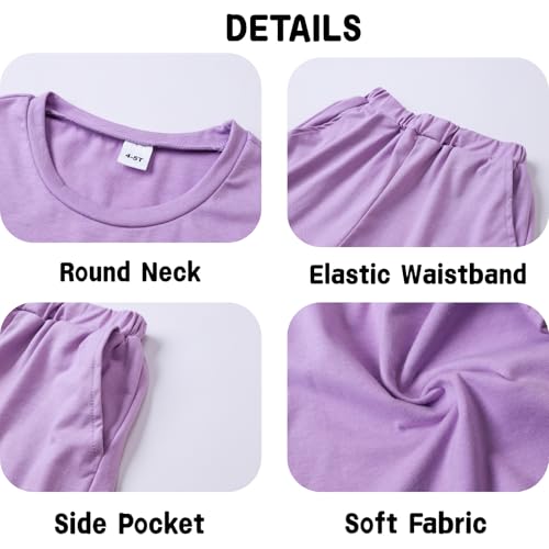 Image of Kid Toddler Girl Butterfly Printed Short Sleeve T-Shirt + Waist Shorts Set 2PC Clothing For Summer