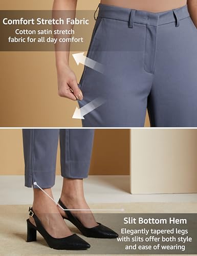Image of Symbol Premium Women Mid Rise Cotton Tapered Trousers (Flexi-Waist | Smart Casual Pants) (Available in Plus Sizes)
