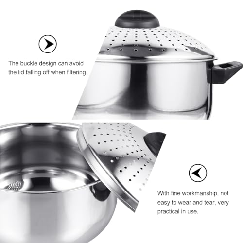 Miniatura 5 de Stobaza Olla De Acero Inoxidable Para Cocinar Fideos Con Tapa Coladora Ligera Y Portátil Olla De Pasta Ideal Para Caldos Y Uso Doméstico 9.25x6.69x5.90in