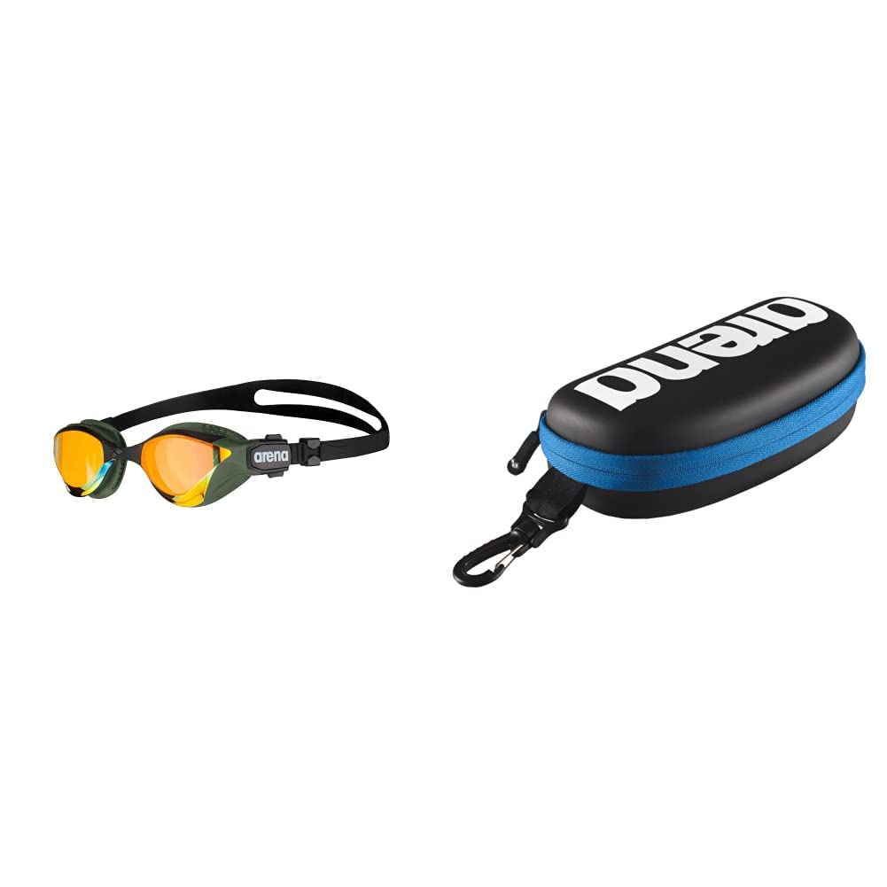 ARENA Unisex – Erwachsene Cobra Tri Swipe Brillen, Yellow Copper-Army, One Size & Swim Brillenetui, Brillenetui Hardcase, Brillenetui Hartschale, Schwarz