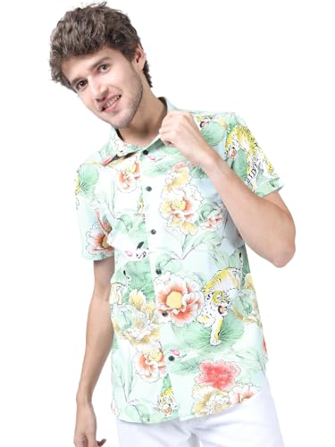 Image of Highlander Men's Regular Fit Shirts | Printed | Half Sleeves | Spread Collar | Casual Shirts | Stylish Shirt
