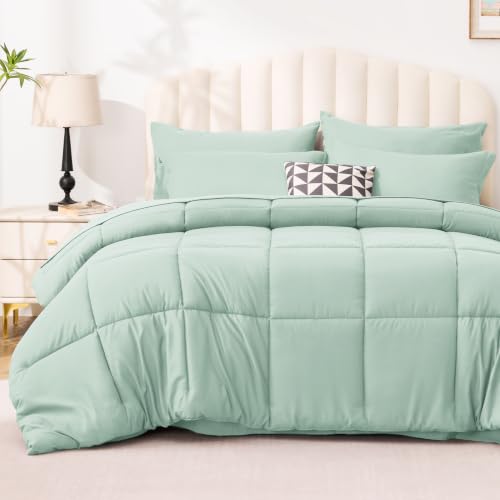 Love's cabin Twin Comforter Set, 5 Pieces Bed in a Bag, Aqua