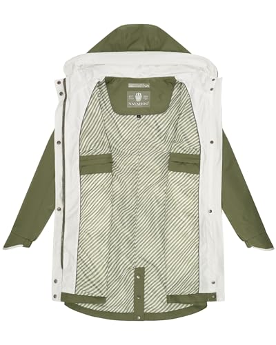 Navahoo Leichter Damen Übergangsmantel Langer Parka mit Kapuze Xankaa Dusty Olive Gr. L