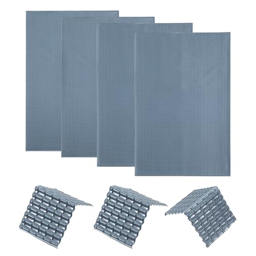 sourcing map Miniatur Dachziegel PVC Modell Dachziegel Mini Heimwerker Dachziegel Modell Bau Set für Modellbau Schleifentisch 29.5x19.5cm/1.16x0.76 Dunkel Grau Pack von 4 1:100