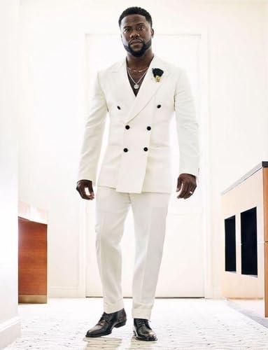 Men's 2-Piece Suit Double Breasted Buttons Jacket and Pants for Dinner Prom Party3