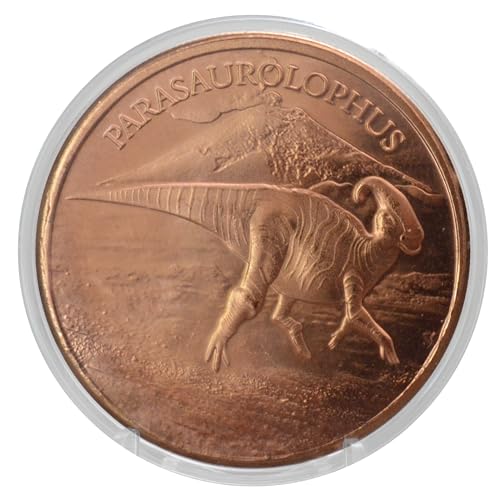 Image of Parasaurolophus Dinosaur - 1 oz Pure .999 Copper Round Collecticble 39mm Challenge Coin in Capsule - COA by Heavenly Metals