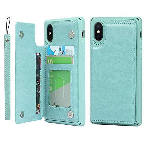 Cavor for iPhone X Wallet Case with Card Holder for Women Men, Green