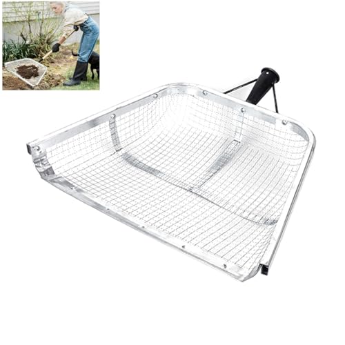 Heavy Duty Stainless Steel Sifting Shovel - Large Garden Soil Sieve Sand Sifting Tool for Gardening & Agriculture Soil Separator for Efficient Sifting