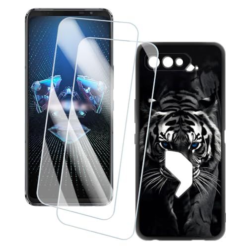 OAGELIM 2�Z�b�g �X�N���[���v���e�N�^�[ + �P�[�X Asus ROG Phone 5S ZS676KS (6.78 �C���`) �Ƃ̌݊������� �A�[�e�B�X�e�B�b�N�J�X�^���v�����g�J�o�[�Ƌ����K���X�t�B���� �X�N���b�`�h�~ (��)