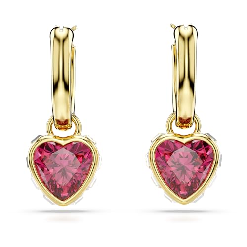 Swarovski Chroma Drop Earrings, Red Heart-Shaped Stones and Clear Square-Cut Crystals in a Gold-Tone Finished Setting, Part of the Swarovski Chroma Collection by Swarovski - Image 2