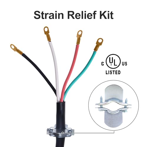 TOPDC 4 Prong Dryer Cord, 30 AMP Appliance Power Cord 10 Feet, Wires in 4 Colors with O Ring Terminal Connectors, Pure Copper Wire - Thumbnail 3
