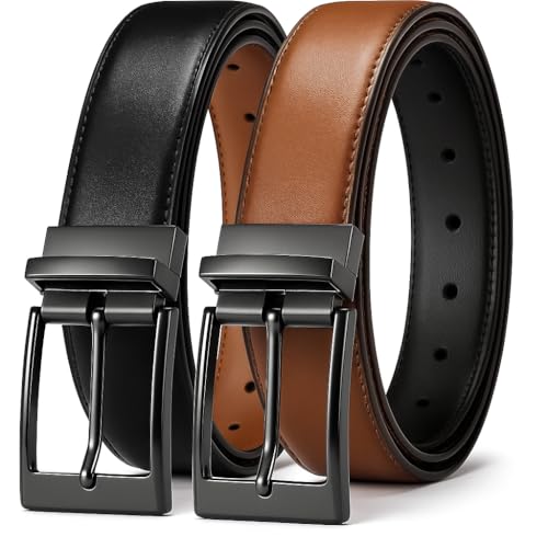 Image of DOOPAI Reversible Leather Belt for Men 1.25 inch - Dual Sided Dress and Casual Belt, Trim to Fit, 2 Styles in One Belt