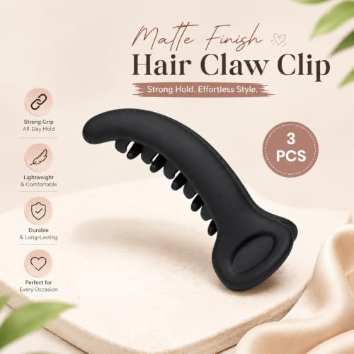 Image of Glaze Matt Finish Hair Clip for Women & Girls Pack of 3 Banana Clip (small)