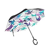 5. Ideales Geschenk: Dieser umgekehrte Regenschirm ist perfekt für Ihr Auto, es ist auch ein kreatives Geschenk für Ihre Eltern, Freunde, Kollegen usw. Mit diesem umgekehrten Regenschirm sind Sie immer vor Regen, Wind und UV geschützt.