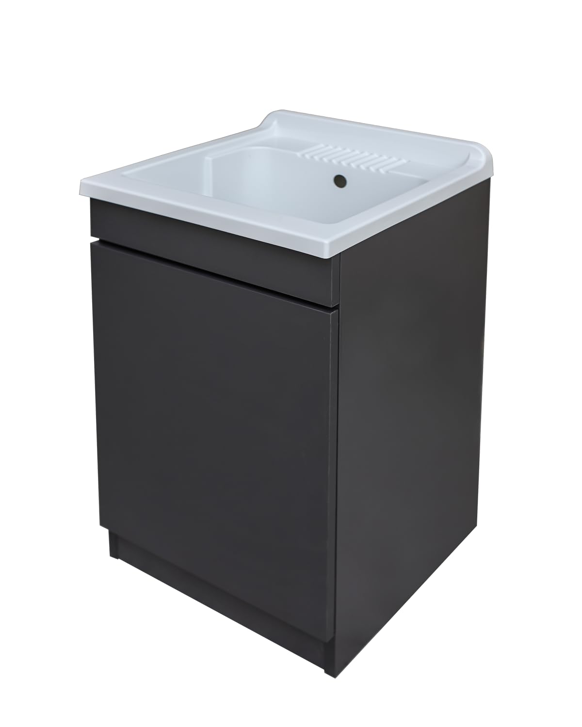 Delmar Mobile Lavatoio Legno Nobilitato Grigio, 45x50 45x60 50x50 60x45 60x50 60x60 75x60 80x50, H85 cm, Con Lavabo Pilozzo Resina, Made in Italy, Già Montato x Bagno Lavanderia (L. 50 x P. 50 cm)