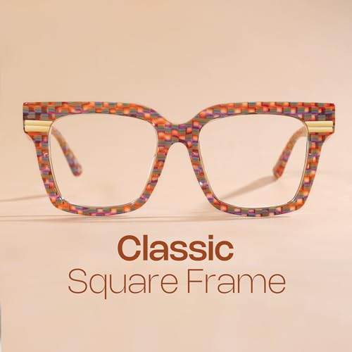 Image of Zeelool Glasses Frame for Women, Oversized Square Personality Fit Glasses Acetate Eyeglasses with Non-prescription Clear Lenses Taylor ZJGX799757-04