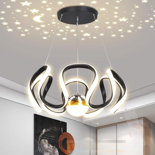 Plafonnier suspension LED design curve noir dimmable 100cm