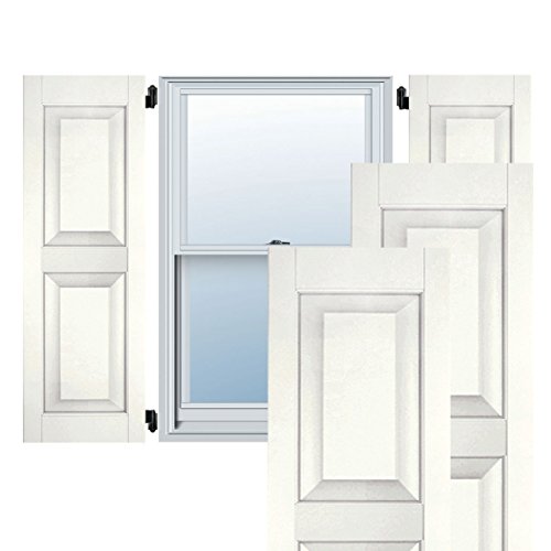 Ekena Millwork RWR12X039WHM Exterior Real Wood Sapele Mahogany Raised Panel Shutters (Per Pair), White, 12"W x 39"H