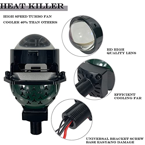 Gzminjie 3.0 Inch Bi-Led Projector Lens,Car Headlight Retrofit Kit With High Low Beam-140W 25,000Lm Focus Beam Dot Approved Clear Cut Off Line No Blind Oncoming Car Upgrade Bi-Xenon Projector Lens #TOP1