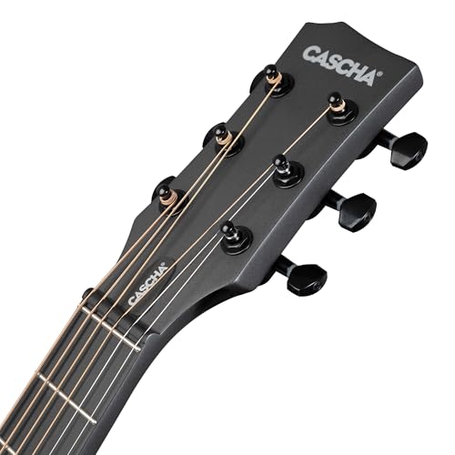 Cascha Akustikgitarre aus Kohlefaser, Anfänger Gitarre für Erwachsene, Reisen, Akustik, Inkl. Gigbag, Gitarrengurt, Reinigungstuch, Plektren, Ersatzsaiten