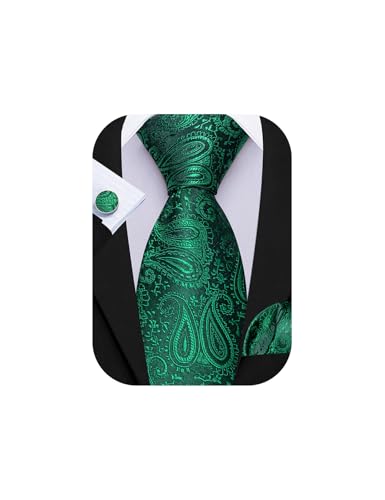 Image of Barry.Wang Paisley Tie Fashion Set Hanky Cufflinks Neckties for Men Woven Silk