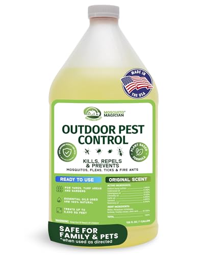 Mosquito Magician Ready to Use Liquid Solution – Kills Mosquitoes, Fleas & Fire Ants – Use with Mosquito Foggers, Sprayers & Misting Systems – Pet & Yard Safe for Lawns, Patios, Outdoors, 1 Gallon