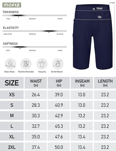 MoFiz Short cargo feminino de 33 cm para caminhada, golfe, secagem rápida, comprimento até o joelho,
