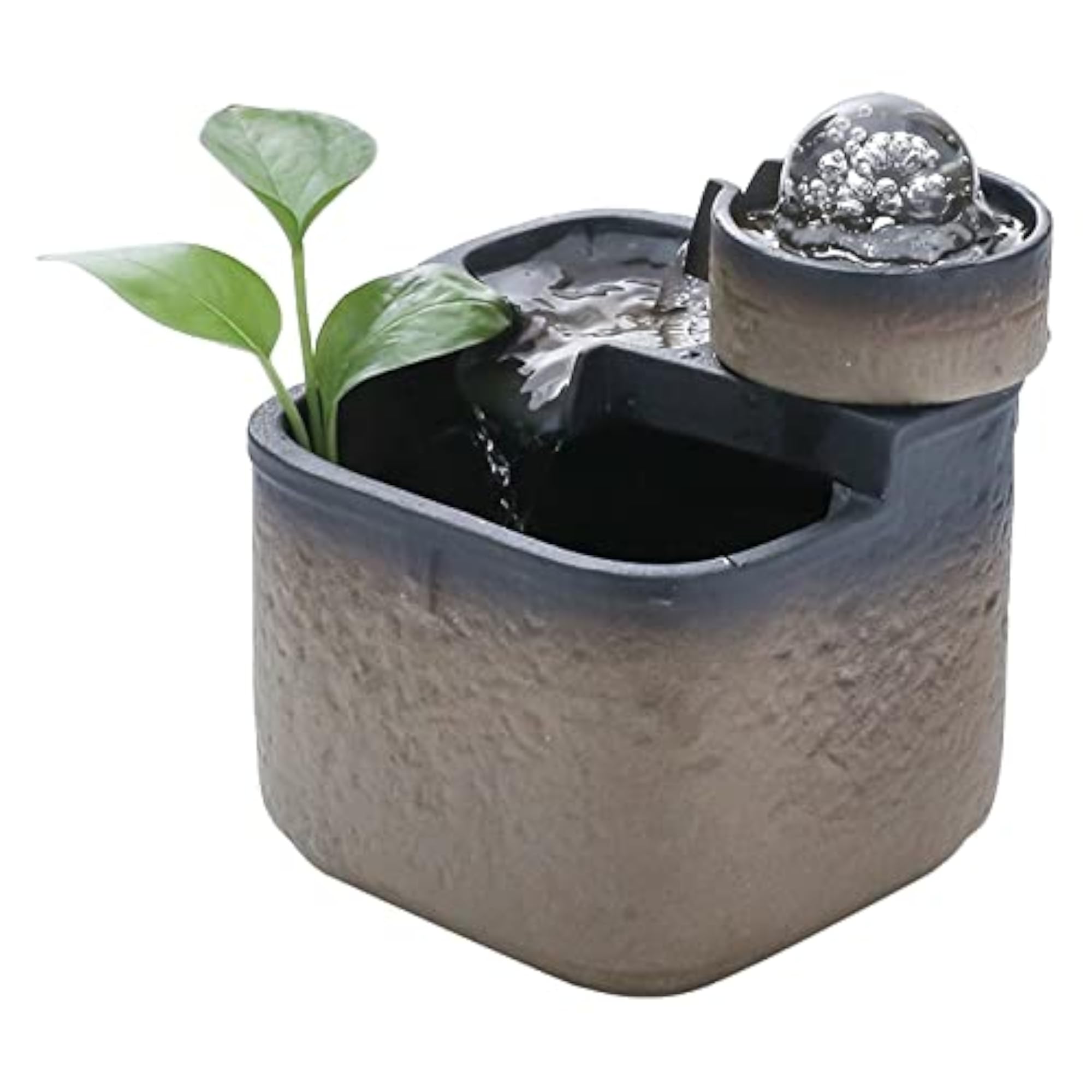 Indoor Waterfall Feature Tabletop Fountain with Rolling Ball Brown