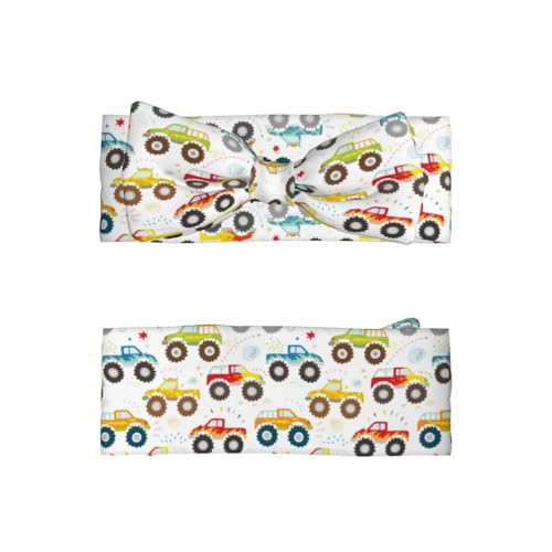 Cartoon Monster Trucks Baby Girl Bows Headbands Baby Girls Newborn Headbands Infant Toddlers 0-6 Months2