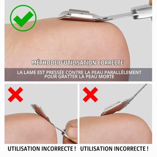 Econtal Râpe à Pied, Coupe Cors Corne, Râpeuse Pieds, Lime à Pied, Scalpel Pédicure, Callosités Talons, Peau Morte et Dure, 10 Lames et Étui – vue 4