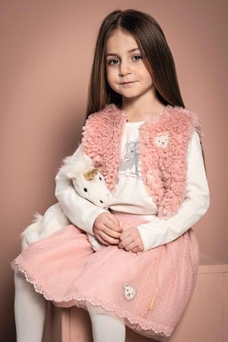 Steiff Unica Schlenker Einhorn weiß liegend 27 cm, Soft Cuddly Friends, Kuscheltier Einhorn, Plüschtier mit Granulatsäckchen in Hufen und Bauch für EIN tolles Fühlerlebnis, Plüsch Stofftier