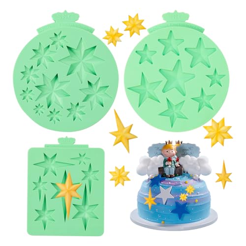 KALAIEN Star Molds Silicone,3 Pcs Star Chocolate Mold