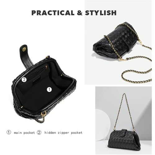 Image of Small Metallic Glossy PU Leather Shoulder Bag Clutch Handbags for Women Fashion Chain Ladies Purse