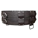 Gutol Cinturón corsé ajustable marrón de caballero, fabricado en piel sintética, ancho cinturón vikingo medieval, cinturón de cuero vintage con hebillas para hombres y mujeres (café)