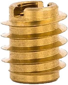 E-Z LOK Knife Threaded Insert for Hard-Wood, Brass Thread Inserts 6-32 Internal Threads, 0.375" Length Pack of 25