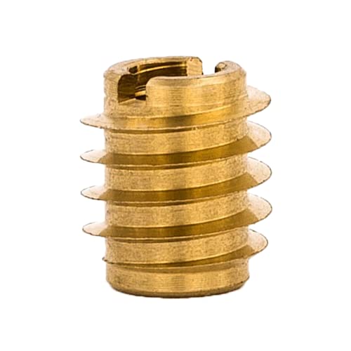 Image of E-Z LOK Knife Threaded Insert for Hard-Wood, Brass Thread Inserts 8-32 Internal Threads, 0.375 inch Length Pack of 25