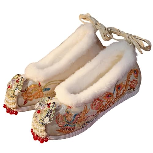 Chinese Bridal Embroidery Flats Embroideried Mary Janes Slip On Shoes