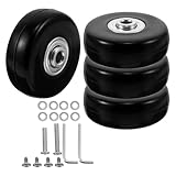 FOMIYES Juego de 4 Ruedas Giratorias de Goma de 50 Mm con Cojinetes de Bolas para Maleta, Kit de Reemplazo Resistente al Desgaste con Tornillos y Ejes, Adecuado para Maletas Pequeñas