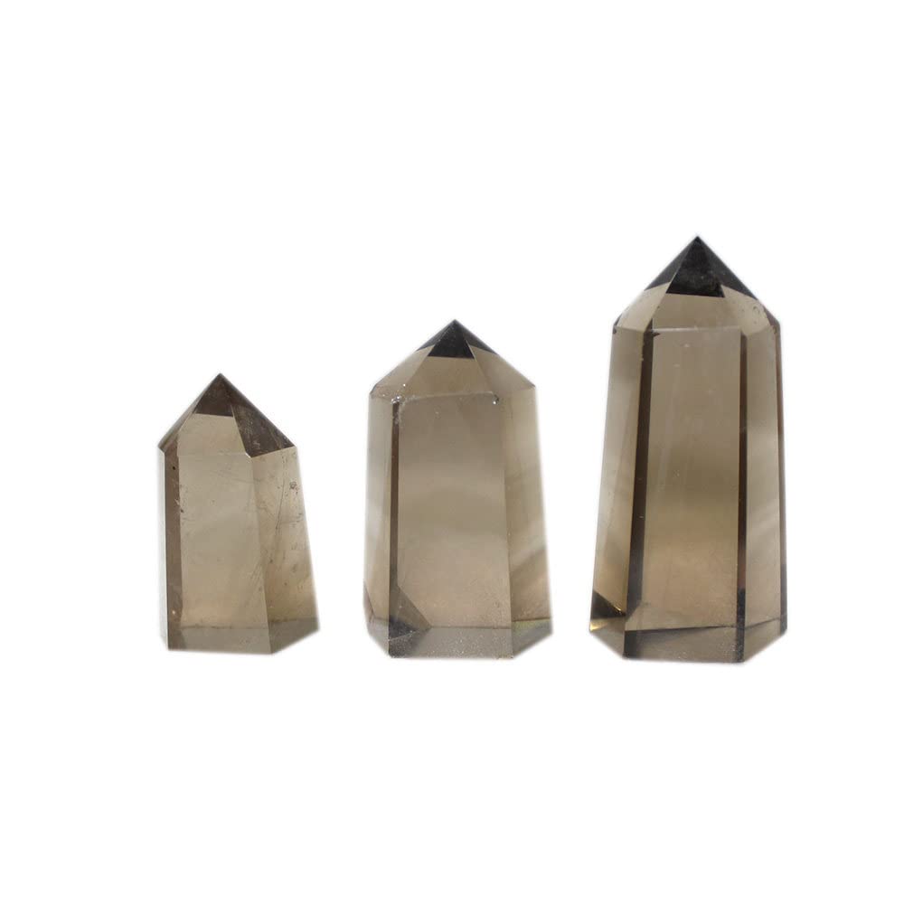 Pierre de cristal de quartz fumé naturel, gemme de collection taillée en prisme