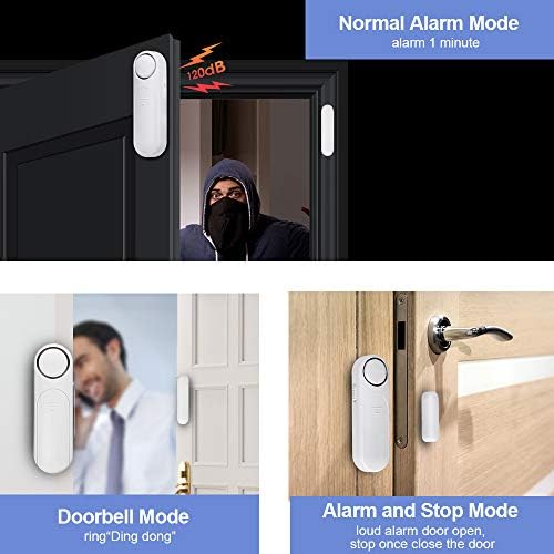 Door Window Sensor Alarm with 2 Remote Control, Wireless Door Window Magnet Sensor Detector 120dB Alarm 3 Modes Wireless Door Open Sensor Alarm Chime Burglar Anti-Theft