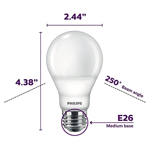Philips LED 4 Pack A19 Soft White Dimmable Warm Glow LED, 2200-2700 Kelvin, 800 Lumen, 8.8W=60W, E27 Base - image 2