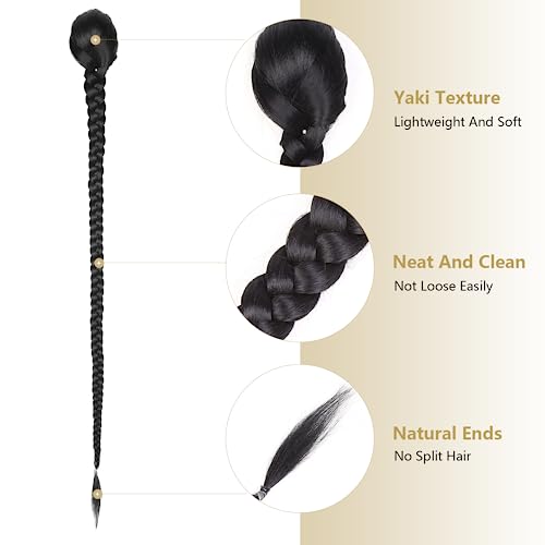 Wiger Long Braided Ponytail For Black Women 34 Inch Drawstring Diy Ponytails Yaki Straight Clip-In Hair Extension Fake Hairpieces For Daily Or Costume #TOP2