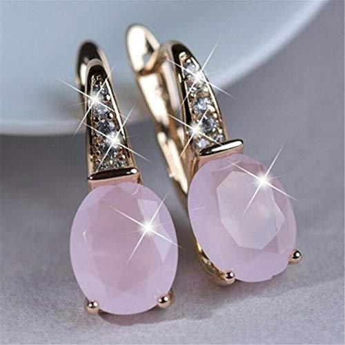 SEVENHOPE 1 Pair Pink Womens Earrings Oval Moonstone Dangle Drop Earrings for Women Jewelry Gifts for Moms/Women/Wife Rose Gold