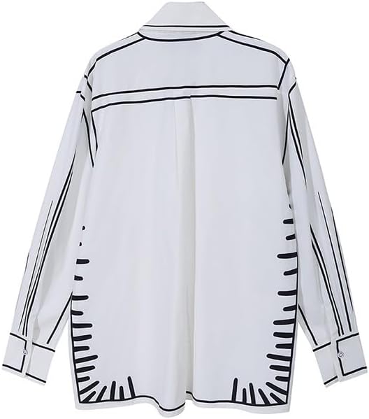 UOOZEE Blouses for Women Fashion, Long Sleeve Button Down Shirts Graffiti Dressy Casual Tops - Image 4