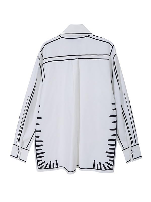 UOOZEE Blouses for Women Fashion, Long Sleeve Button Down Shirts Graffiti Dressy Casual Tops3