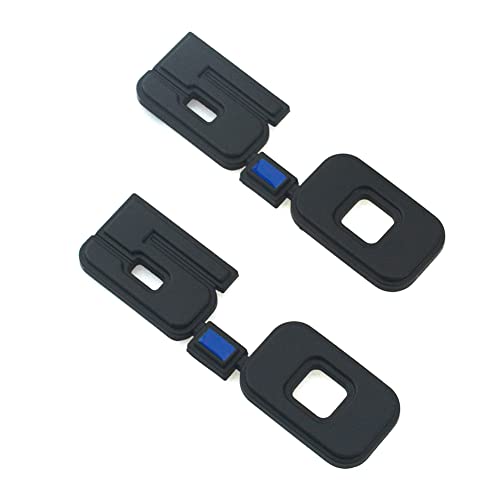Image of 2Pc 5.0 Emblem Liter Door 3D Fender Side Adhesive Badge Plate Right Left Sticker Replacement for 1979-1993 150 (Black Blue)